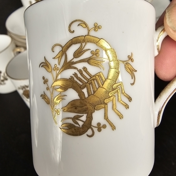 Unique vintage zodiac espresso cups and saucer set. Complete set of 12. - Picture 7 of 13